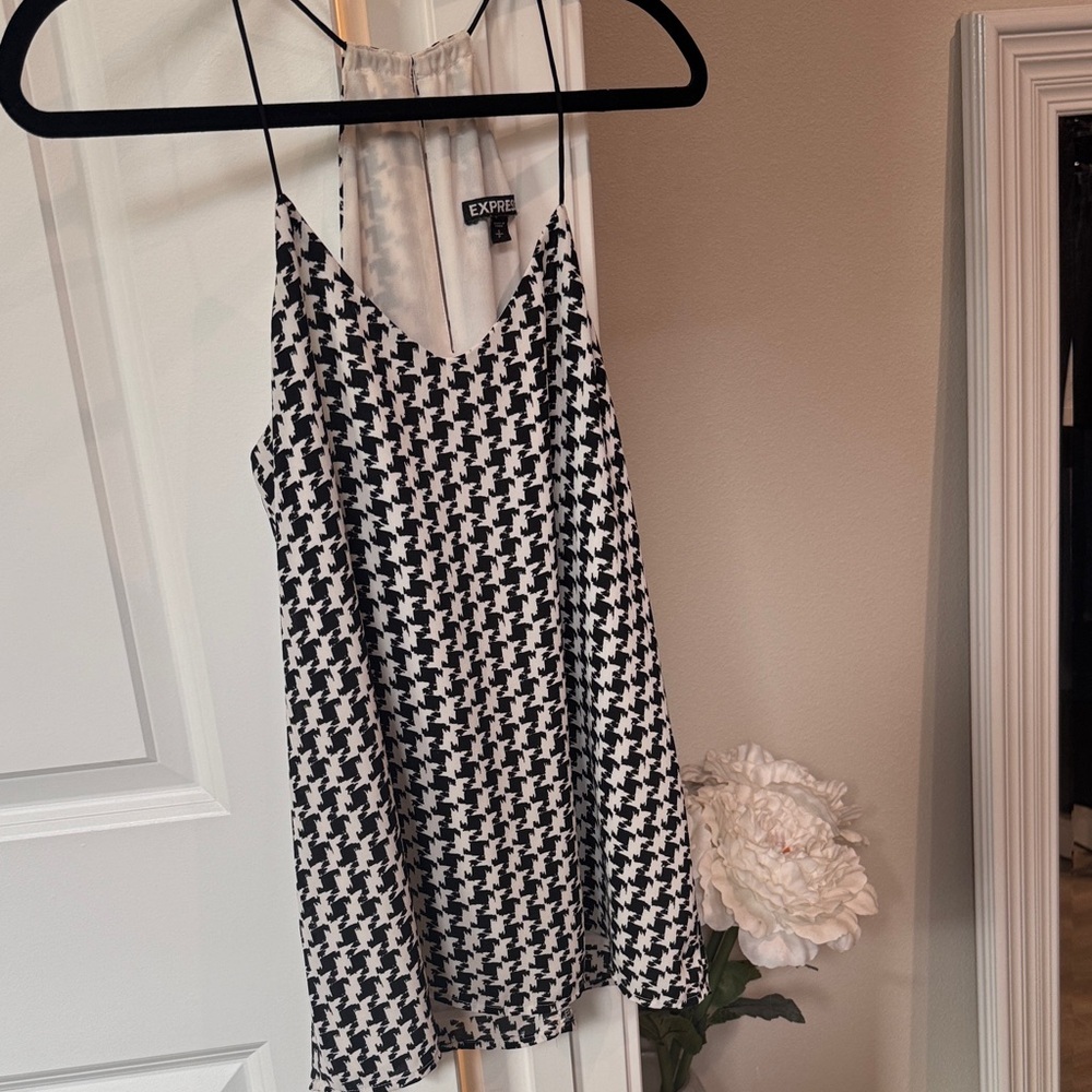 Express Monochrome Houndstooth Dressy Tank Camisole Size S